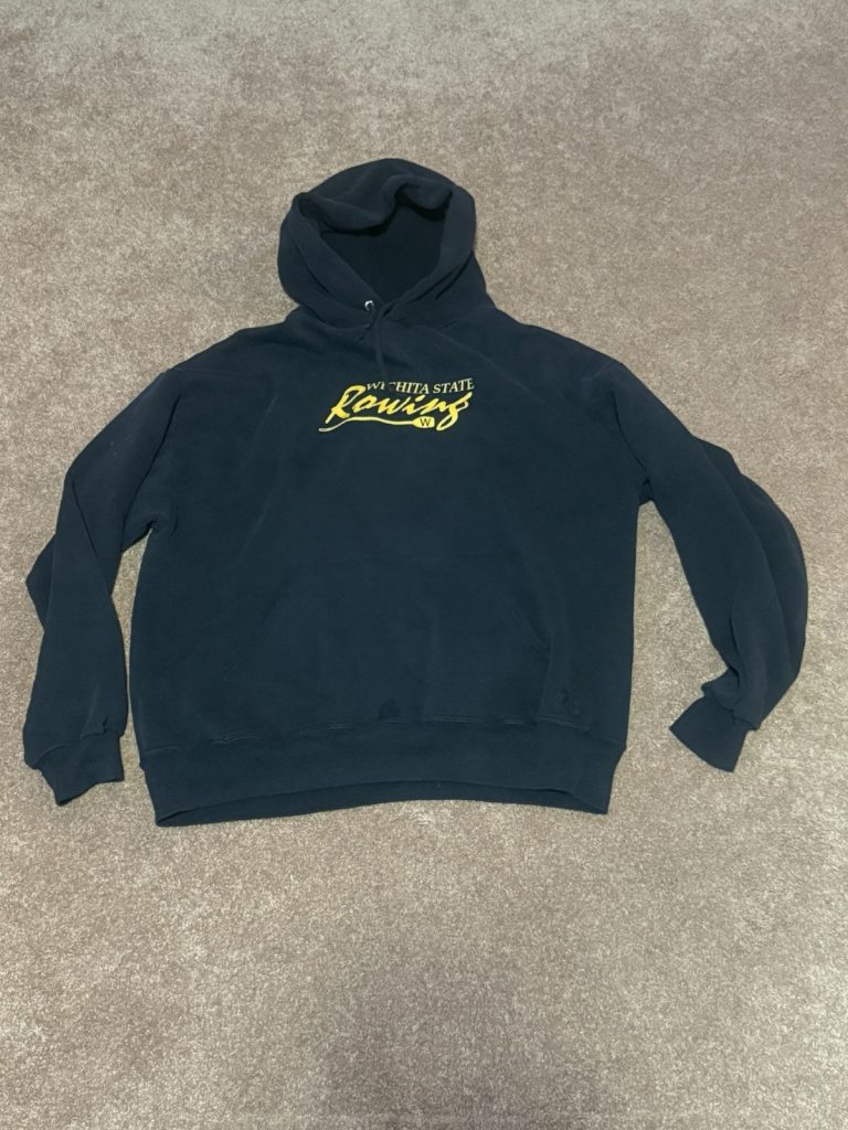 Wichita State Rowing Hoodie Men’s XL Black Shockers Pullover Back W