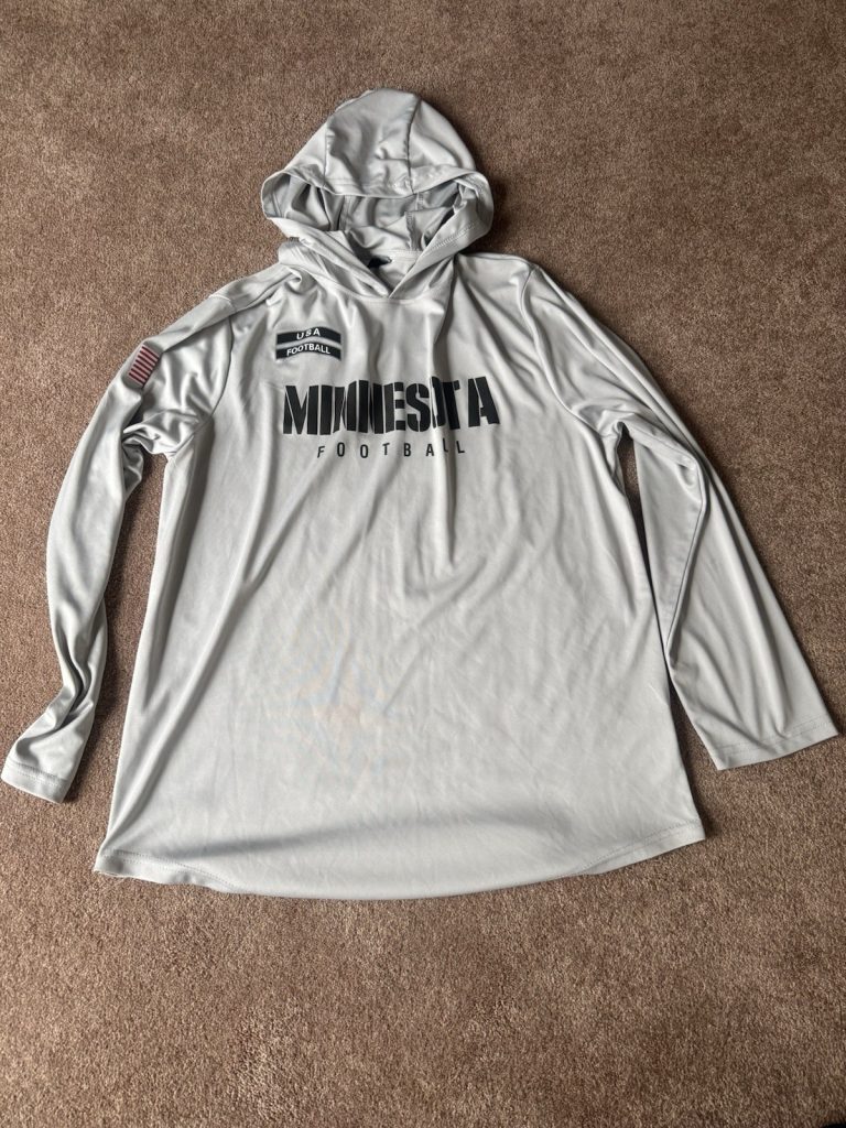Minnesota Football Hoodie Large Gray USA Football Long Sleeve Performance Hood