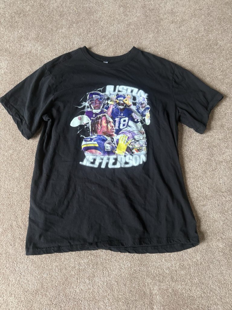 Justin Jefferson Minnesota Vikings T-Shirt Large Black Graphic NFL Football Tee