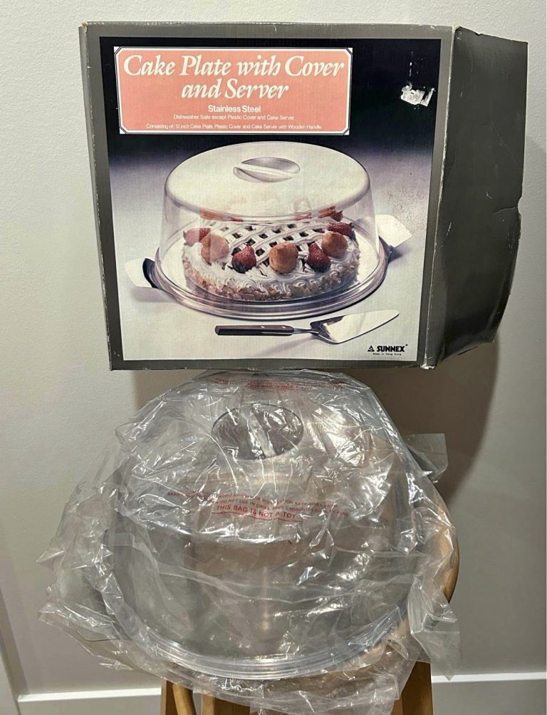 SUNNEX Cake Plate w/ Cover & Server – Stainless Steel – Open Box / New Unused