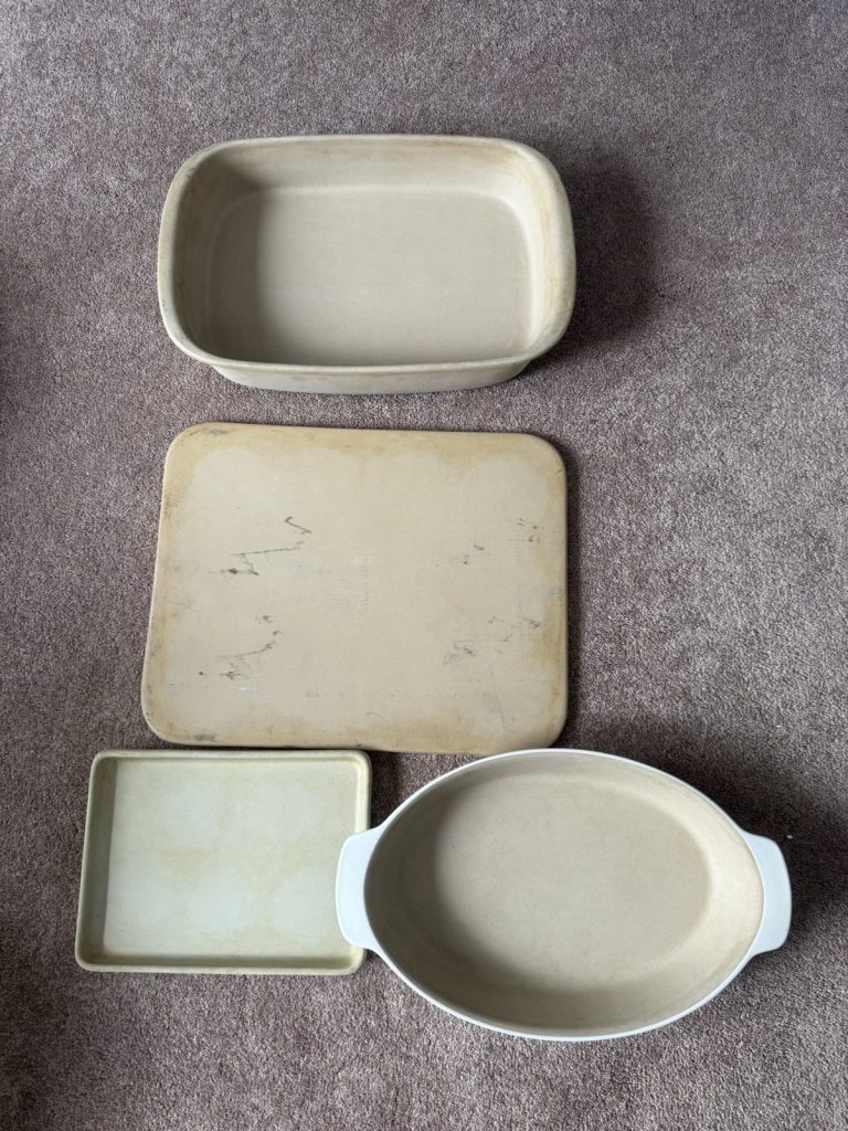 Pampered Chef Family Heritage Stoneware Lot Baking Trays Casserole USA