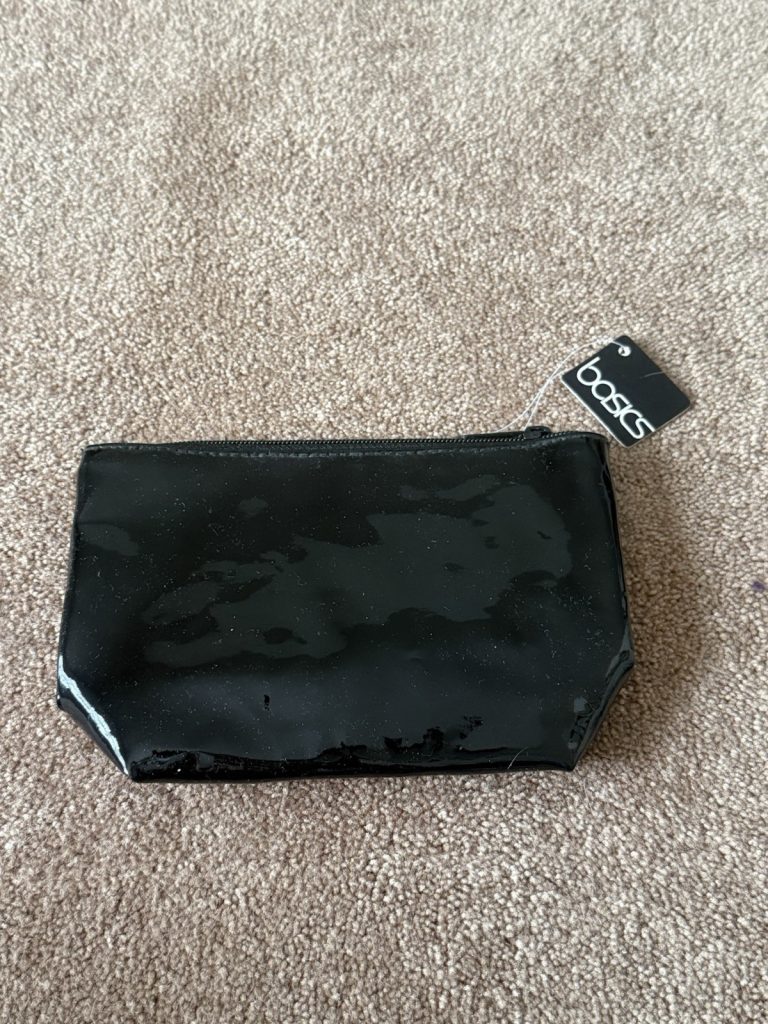 BASCS Black Patent Cosmetic Makeup Zip Pouch Bag Clutch New With Tags