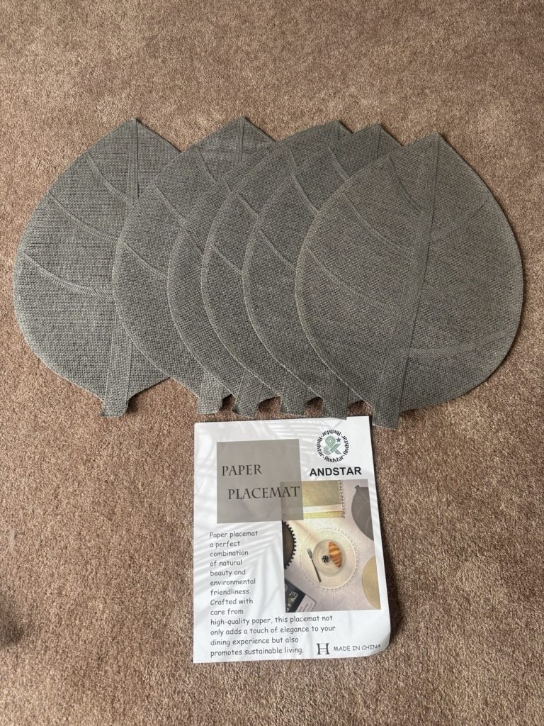ANDSTAR Leaf Shaped Placemats Dark Gray Set of 6 Table Dining Decor New