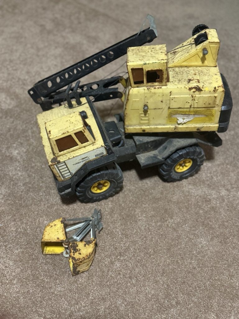 Vintage Tonka Turbo-Diesel Crane Truck Pressed Steel Toy w/ Loose Bucket As-Is