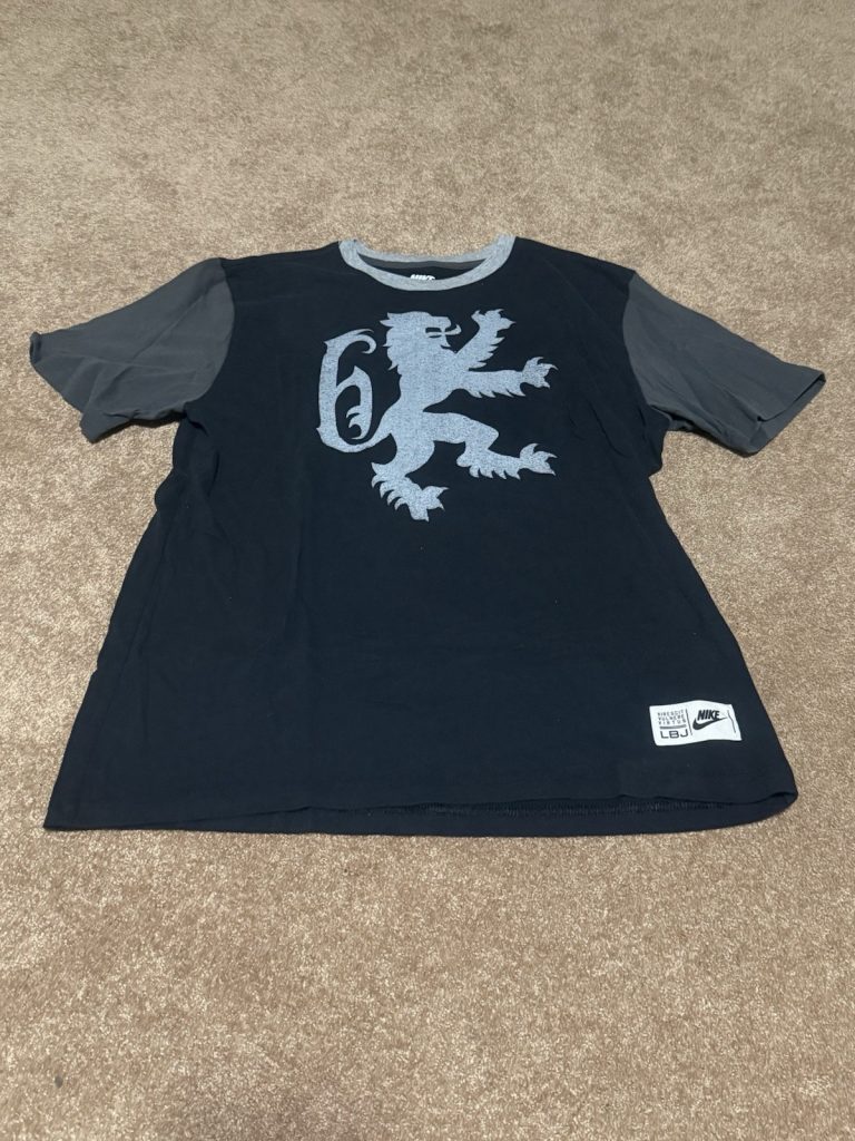 Nike LeBron James LBJ Lion Crest T-Shirt Black Gray Men’s Large L Regular Fit