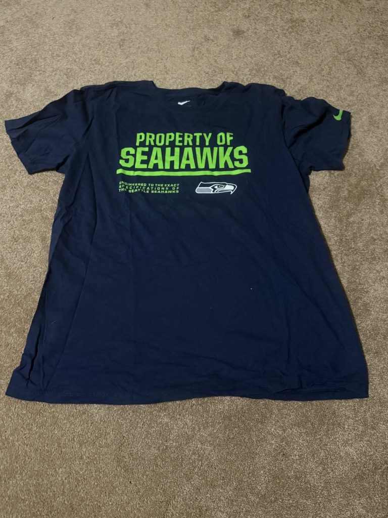 Nike Seattle Seahawks NFL Equipment Navy T-Shirt Men’s Large L Athletic