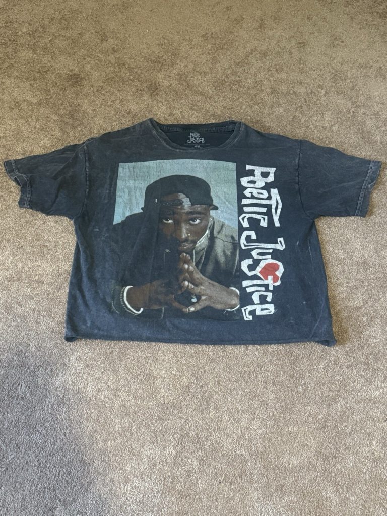 Poetic Justice Tupac Shakur Graphic T-Shirt Movie Rap Tee Black Size M