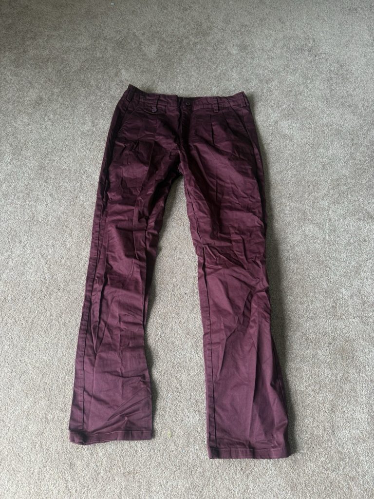 Men’s Burgundy Dress Pants Size Large – Pleated Front – 100% Viscose