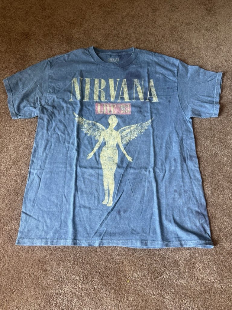 Nirvana In Utero Live ’93 Tour T-Shirt Blue Angel Graphic Size L