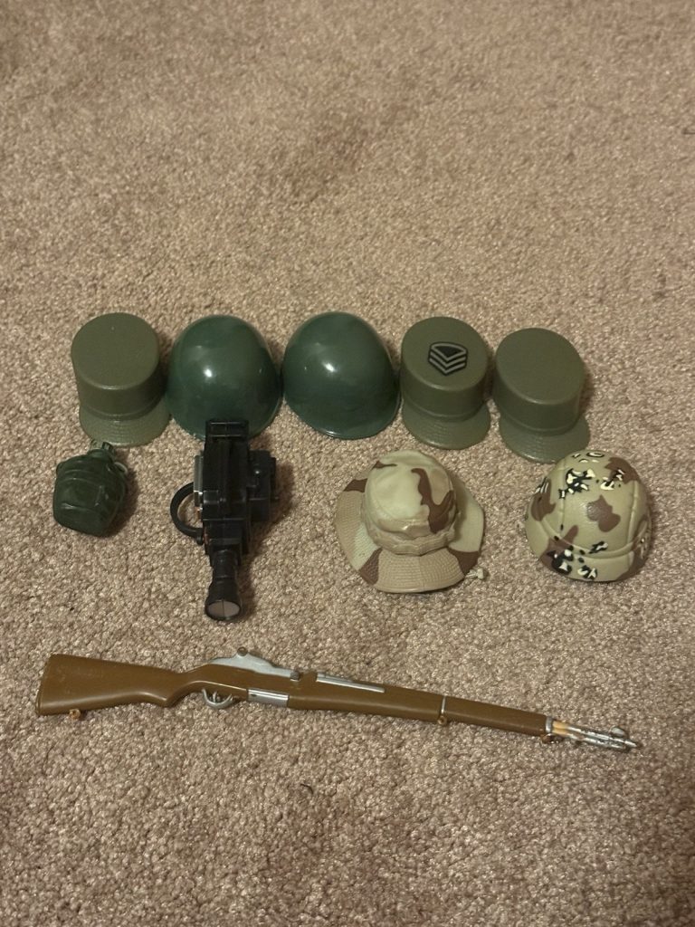 GI Joe 12” Helmet Hat Weapon Accessory Lot Hasbro Military Camo