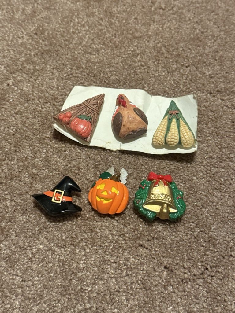 Vintage Holiday Pin Lot Halloween Thanksgiving Christmas Pumpkin Turkey Corn