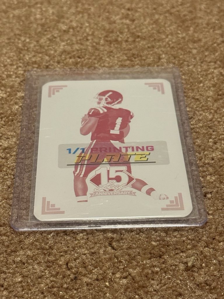 Peyton Houston 1/1 Printing Plate Magenta Leaf 15th Anniversary Card