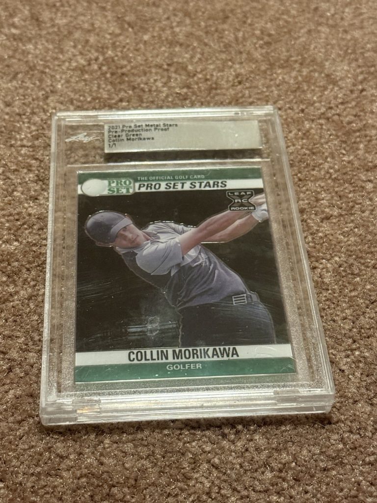 2021 Pro Set Metal Stars Collin Morikawa Clear Green Pre-Production Proof 1/1