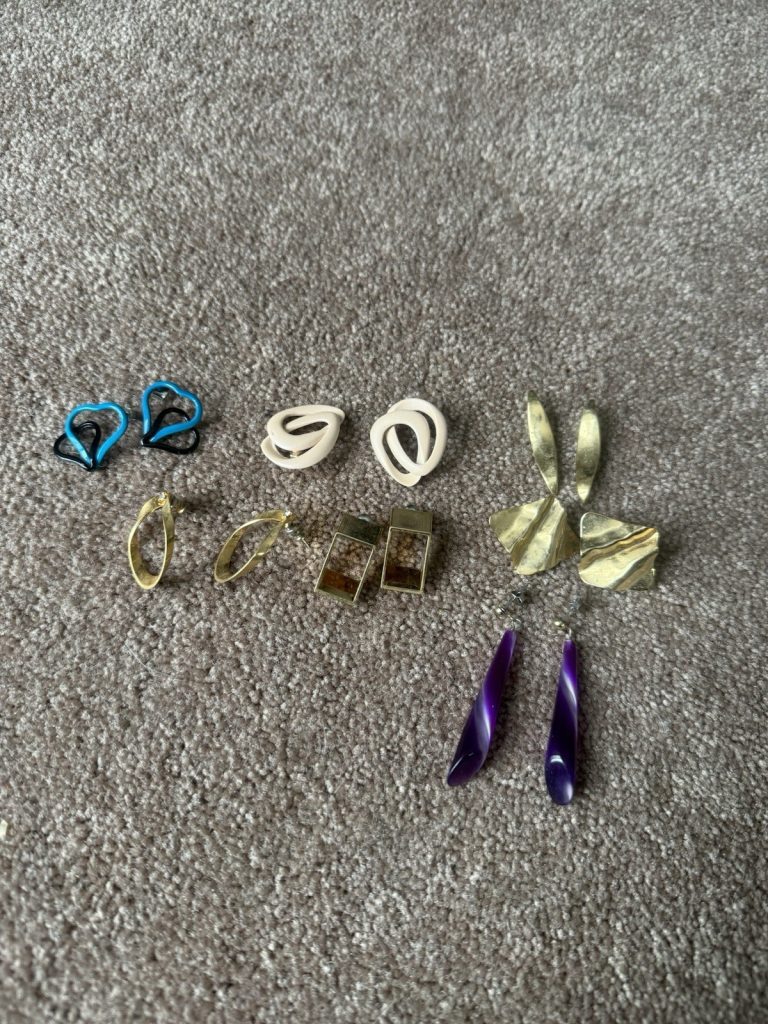 VTG Lot Of 20 Pr Earrings 5 Brooch Chunky Statement Clip Pierced 80’s Gold Tone