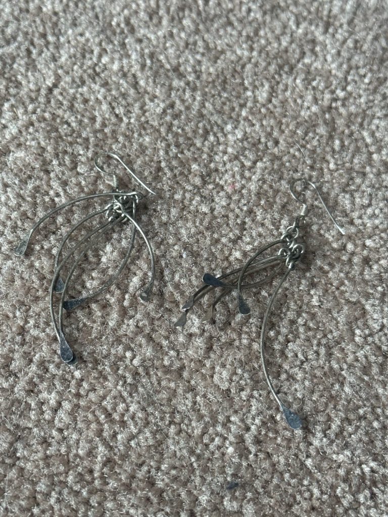 Sterling Silver Artisan Wire Dangle Earrings Abstract Fringe Minimalist