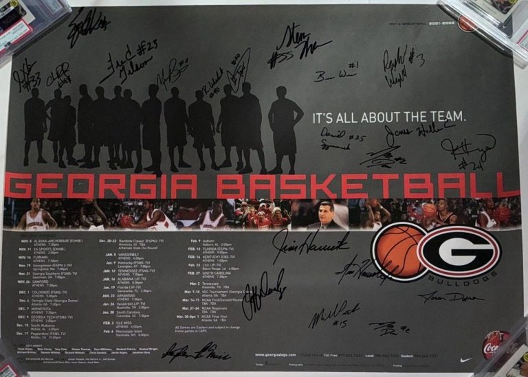 2001–02 Georgia Bulldogs Men’s Basketball Team Signed Poster 21 Autos UGA