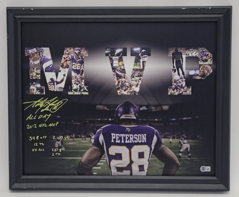 Adrian Peterson Signed 16x20 Metal Print MVP Vikings Beckett Witnessed Auto