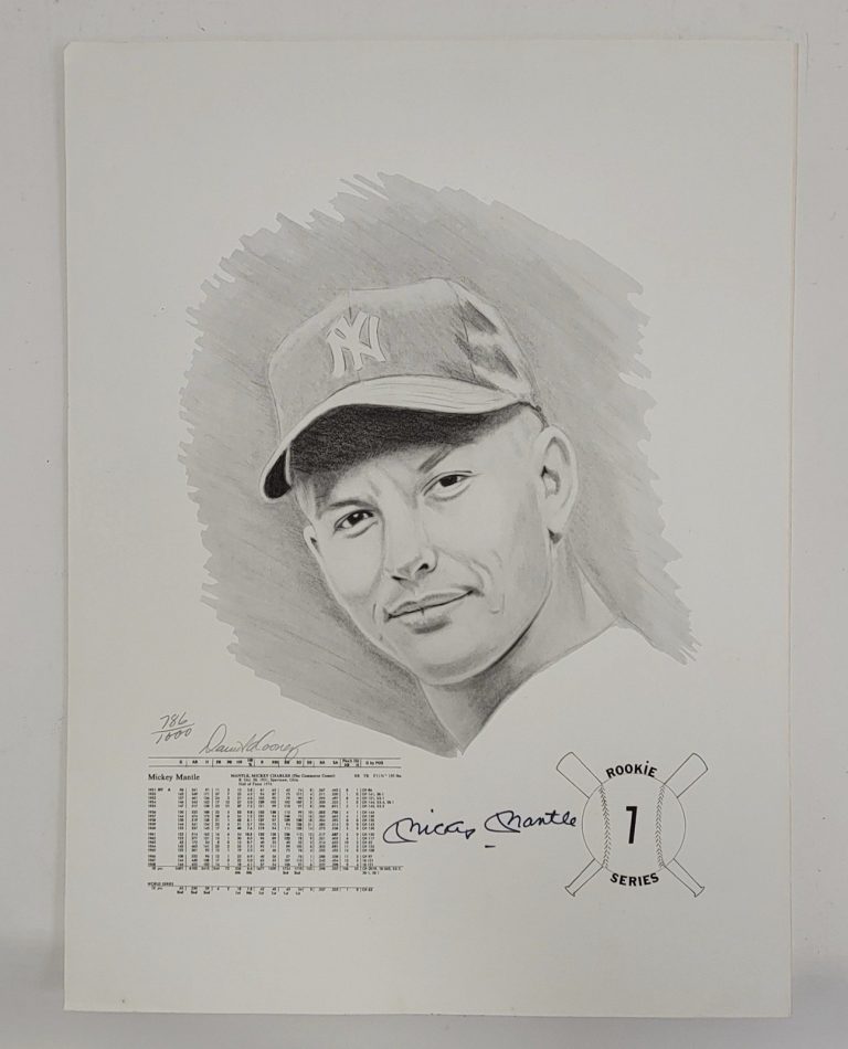 Mickey Mantle Signed 18x24 Rookie Series Lithograph LE 786/1000 JSA LOA Auto