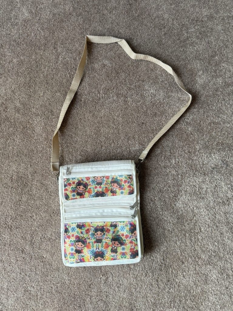 Woven Folk Art Crossbody Travel Purse Pouch Frida Style Zip Bag