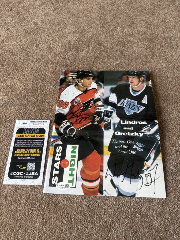 Eric Lindros Wayne Gretzky Dual Signed NHL Program JSA Certified Auto