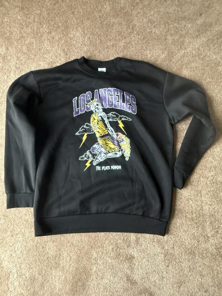 Los Angeles Lakers Kobe Bryant Black Mamba Graphic Crewneck Sweatshirt XL