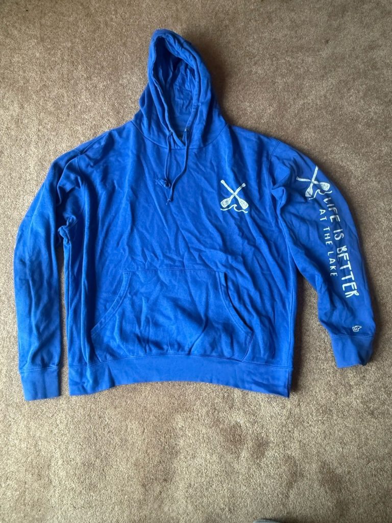 Blue 84 Life Is Better At The Lake Hoodie Blue Pullover Sweatshirt Mens L