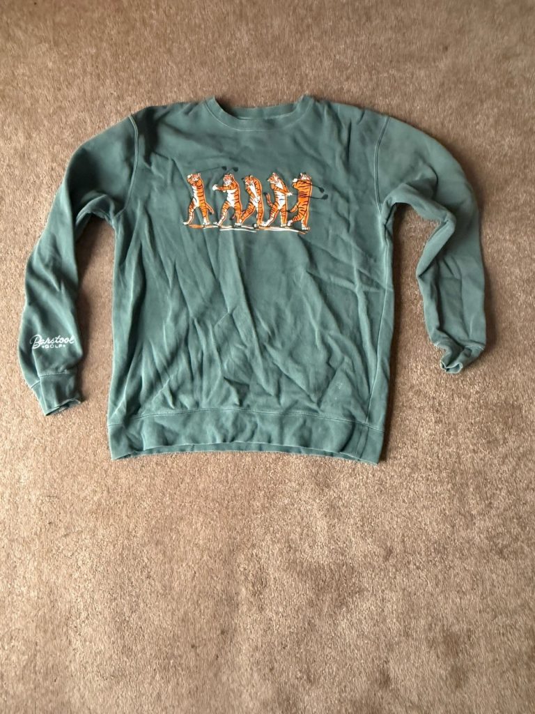 Barstool Sports Golf Tiger Woods Swing Sweatshirt Mens L Green Pullover Crewneck