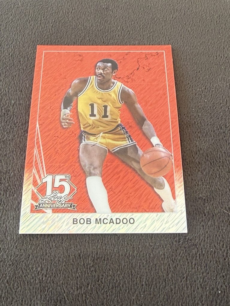 Bob McAdoo 2025 Leaf 15th Anniversary SSP Marble Silver /3 #90B-14 NBA HOF