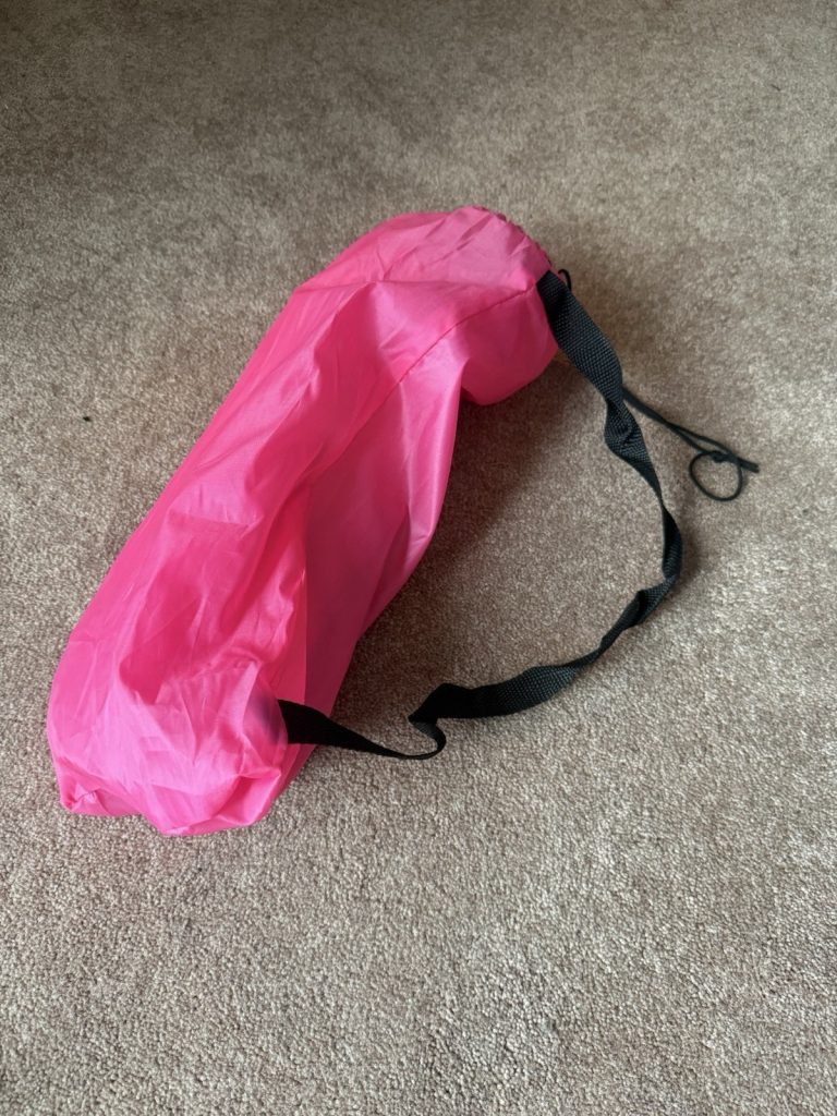 Pink Inflatable Air Lounger Sofa Bag Portable Camping Beach Relax Chair