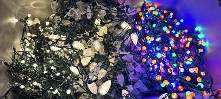 Bulk Lot Holiday String Lights in Storage Tote – Tested White Lights