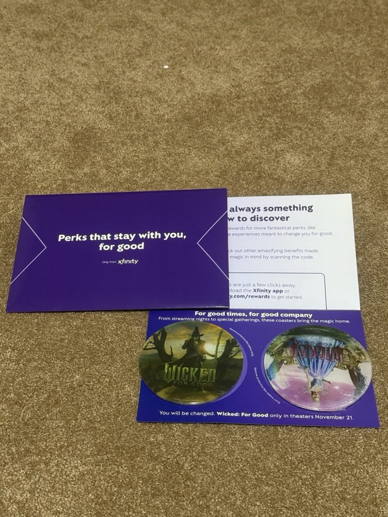 Xfinity Rewards Wicked For Good Coasters Set Movie Promo Universal
