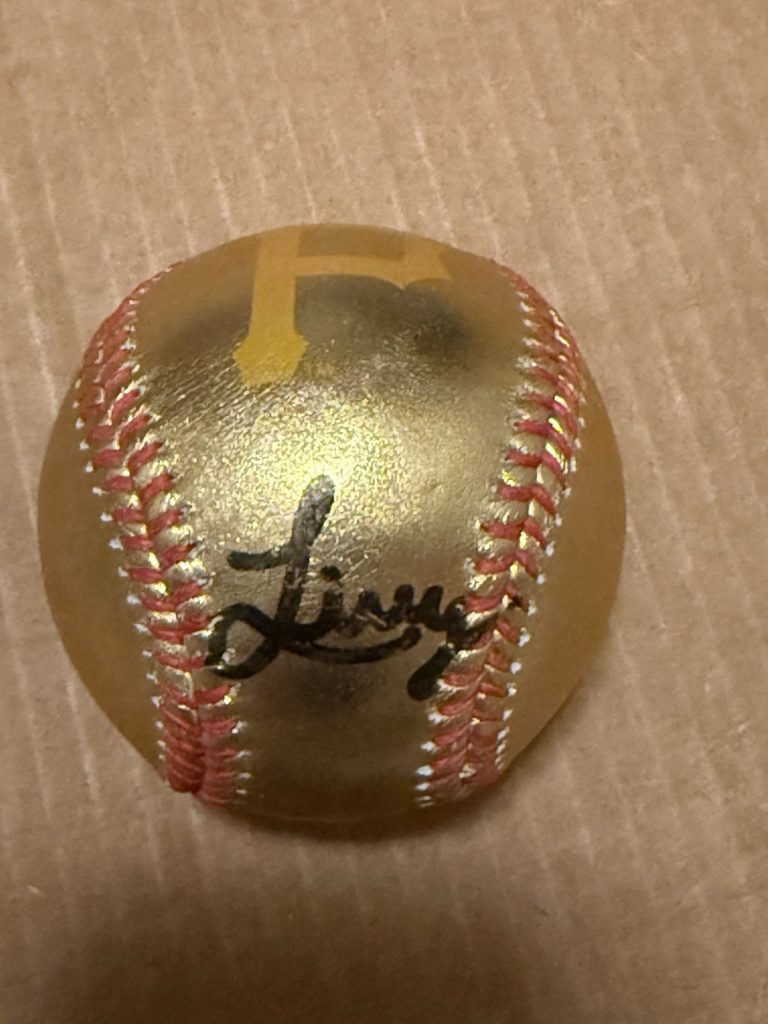 Livvy Dunne Signed 24KT Gold OML Baseball Pirates Logo Beckett BAS
