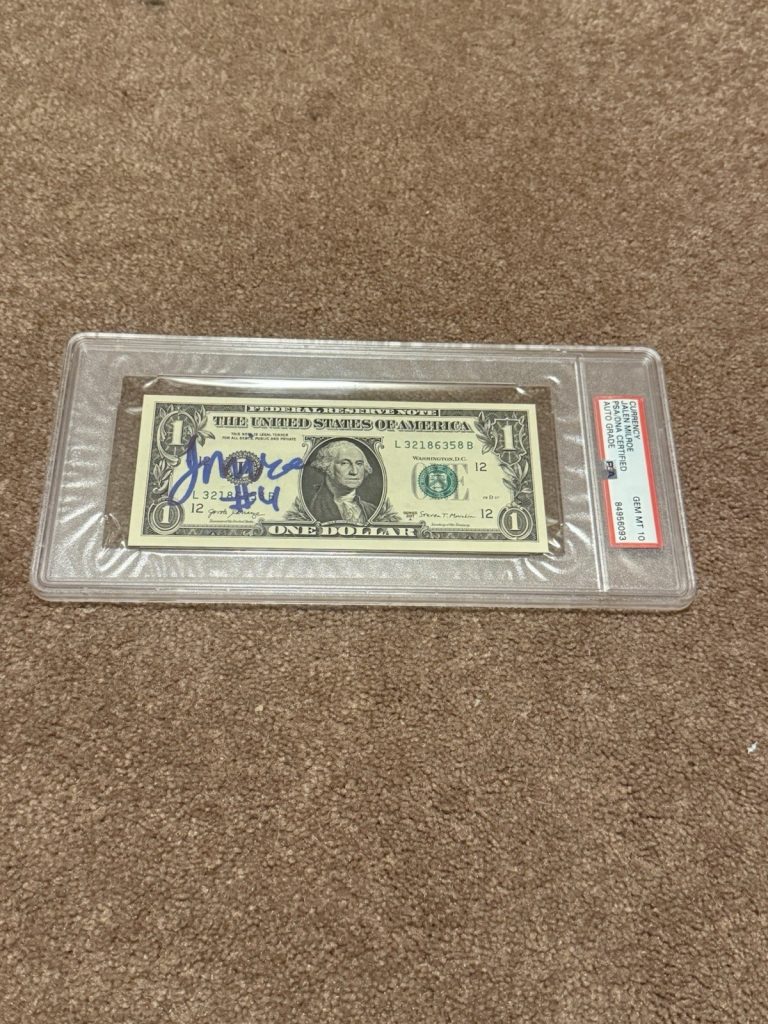 Jalen Milroe Signed $1 Dollar Bill PSA/DNA Slabbed Gem MT Auto Grade 10