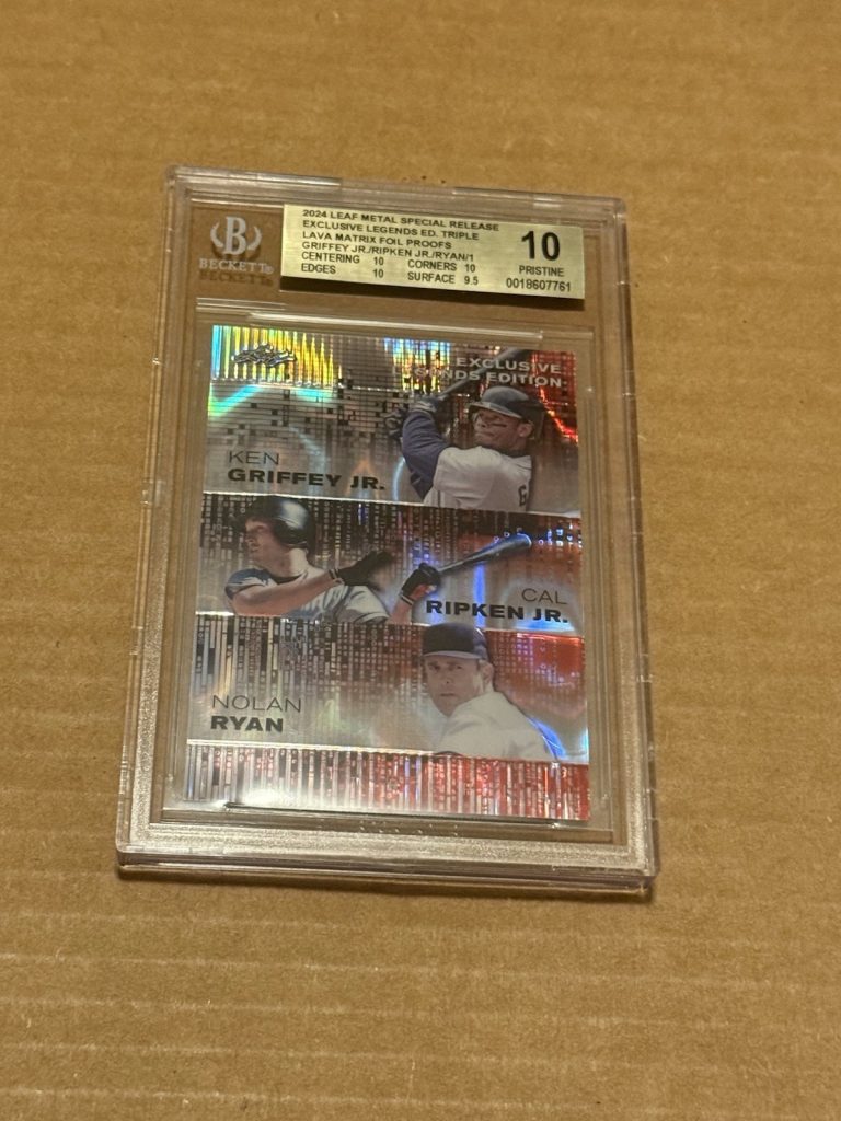 2024 Leaf Metal Griffey Ripken Ryan Triple Lava Matrix 1/1 BGS 10