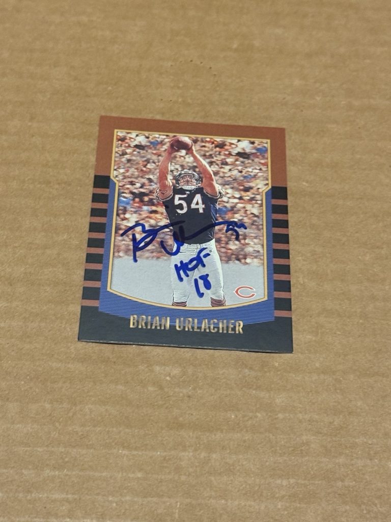 Brian Urlacher Signed 2000 Bowman RC Reprint HOF 18 Beckett