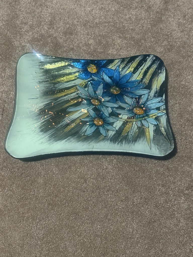 AngelStar Cozenza Azure Daisy 12” Rectangular Platter #19404