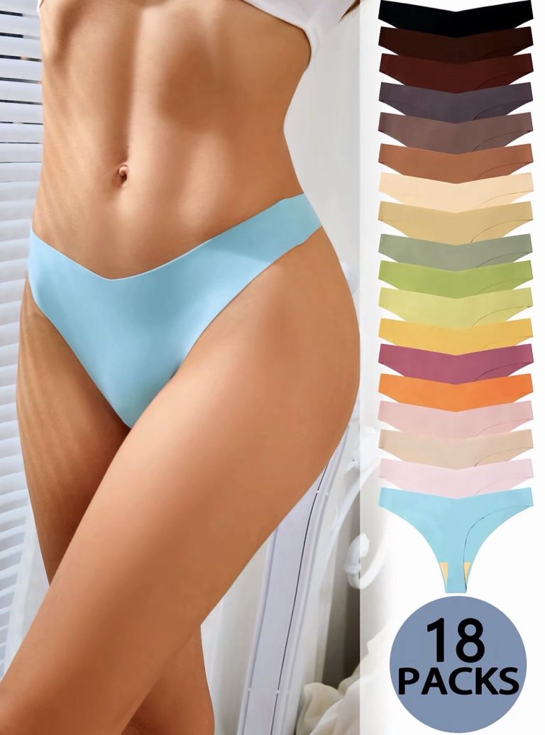 Lot 18 Womens Seamless V-Waist Thong Panties Solid Colors M