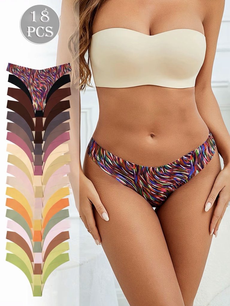 Lot 18 Womens Seamless V-Waist Thong Panties Solid M