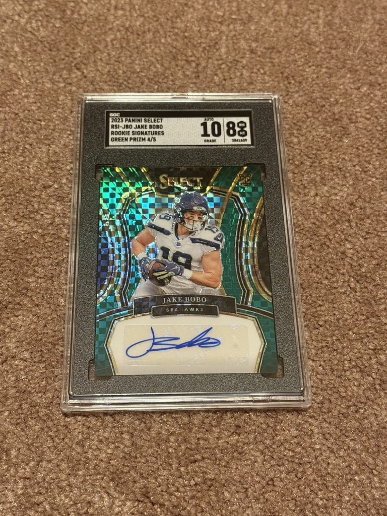 2023 Panini Select Rookie Signatures Green Prizm 4/5 Jake Bobo SGC 8 Auto RC