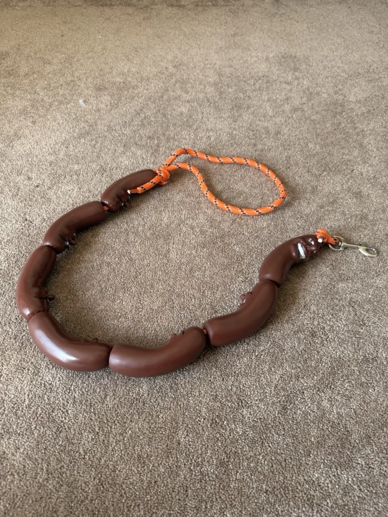 Funny Sausage Link Dog Leash 42” Novelty Cartoon Brown Lead w Clip