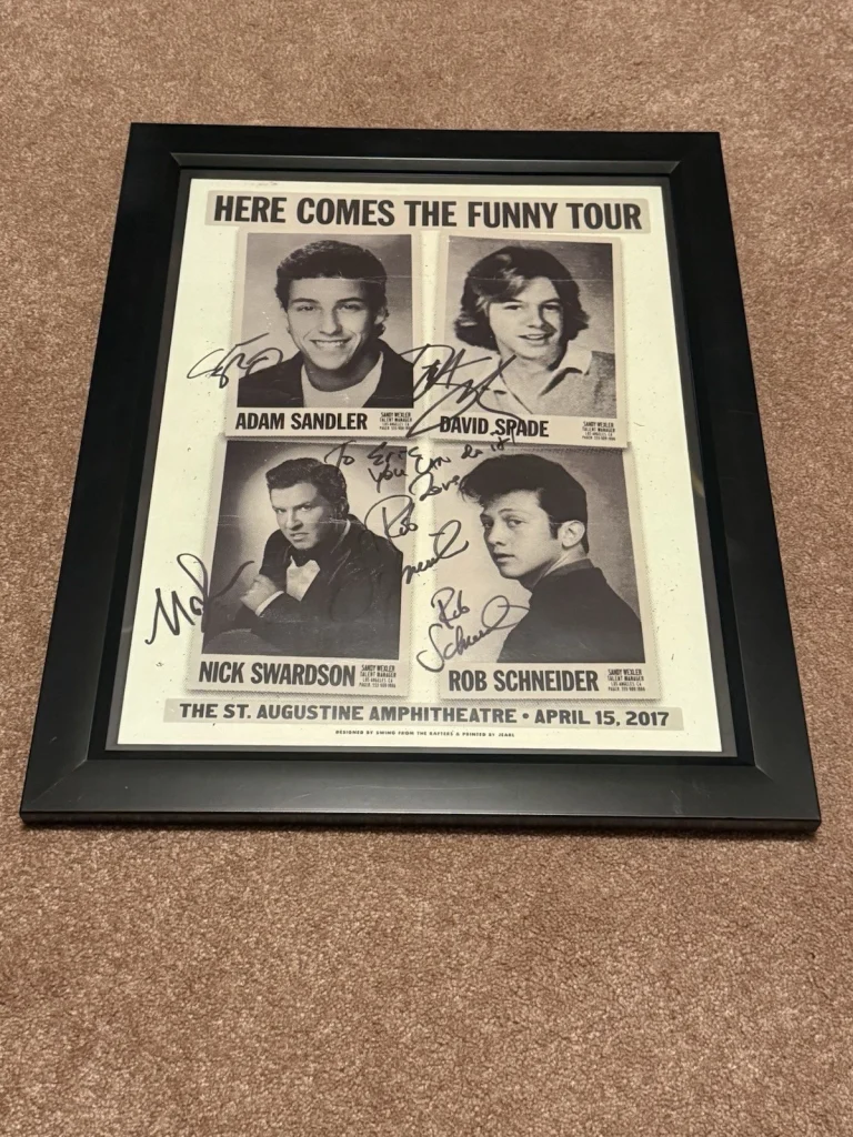 Adam Sandler Spade Schneider Swardson Signed Poster Beckett LOA Framed