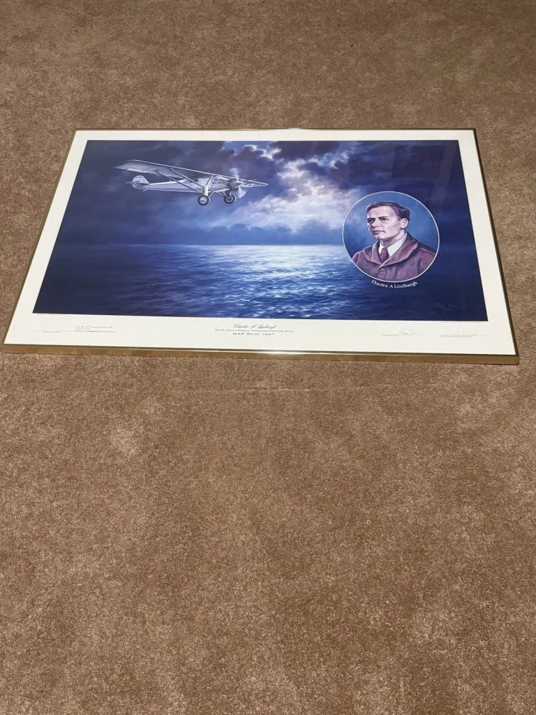 1977 Charles A Lindbergh 50th Anniversary Commemorative Print Kenneth E Fox