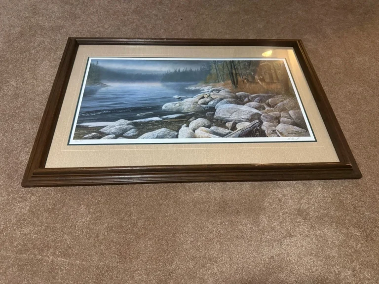 Kevin Daniel Signed A/P 2/75 Framed Wildlife Print Deer Lake Landscape Large Art