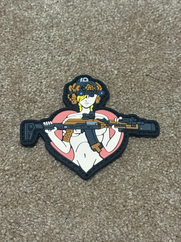 PVC Tactical Morale Patch Female Soldier Rifle Hook & Loop 3.5”