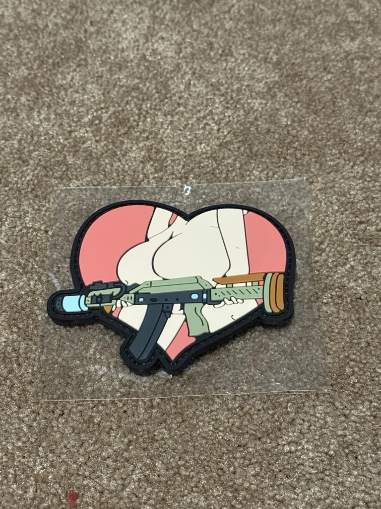 PVC Tactical Morale Patch Hook & Loop 3.5” Heart Rifle Gun Design