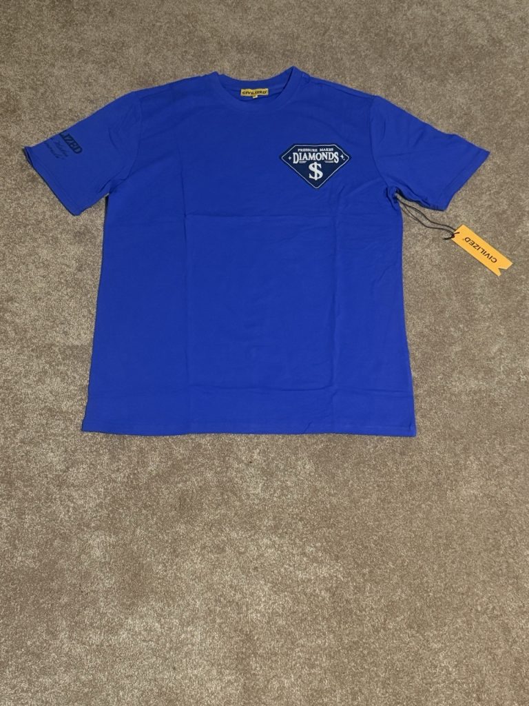 Civilized Pressure Makes Diamonds T-Shirt XL Blue Graphic Streetwear NWT