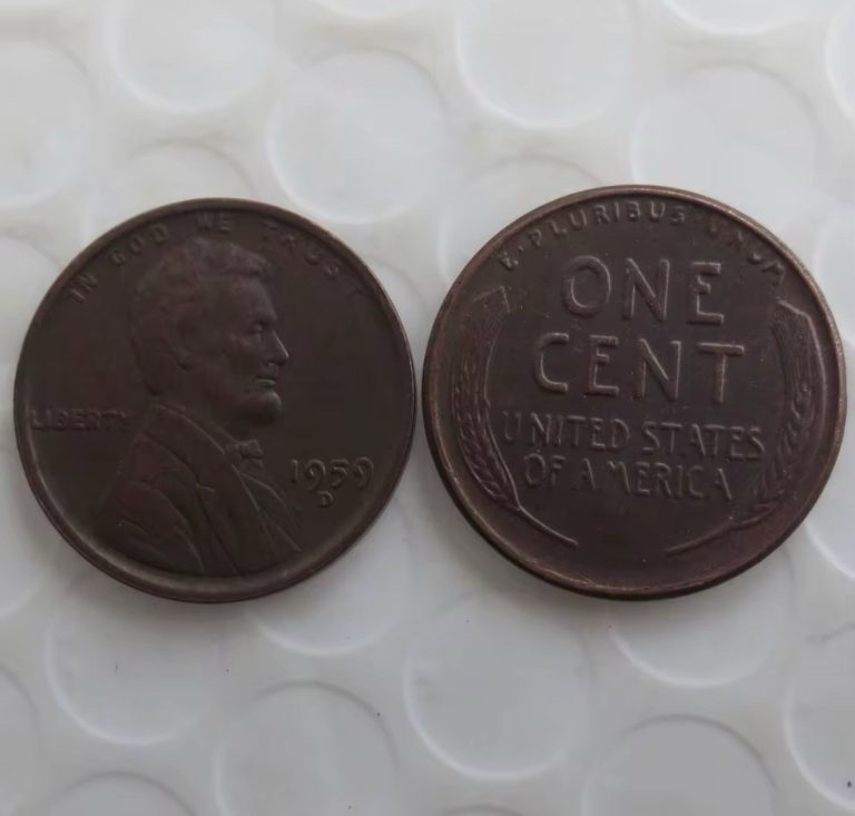 1959 Lincoln Wheat Penny Rainbow Toned Novelty Coin Art Piece
