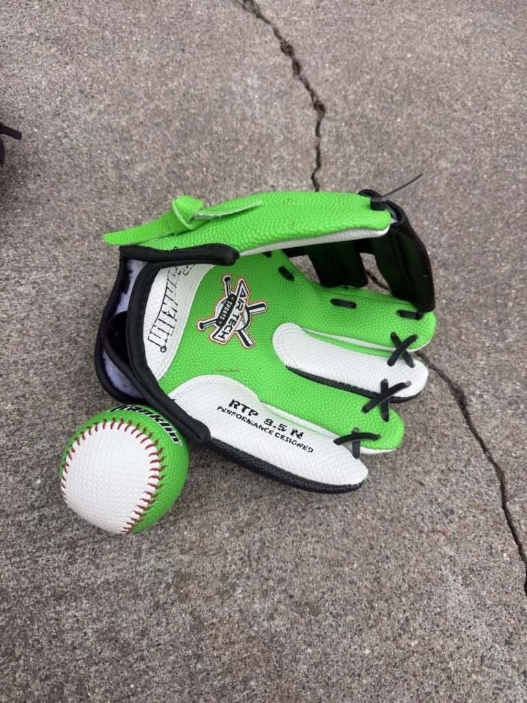 Franklin T Ball Glove & Ball Set 8.5” Youth RTP Kids Beginner Green Black