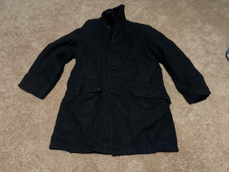 Vintage Great Western Borg Jacket Mens M Black Wool Ranch Coat Sherpa Lined