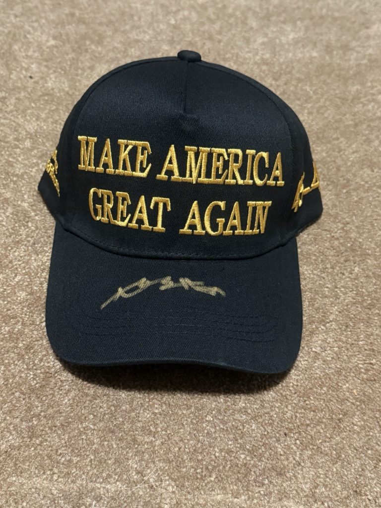 Antonio Brown Signed MAGA Hat Black Gold 45-47 BAS Witness Beckett COA